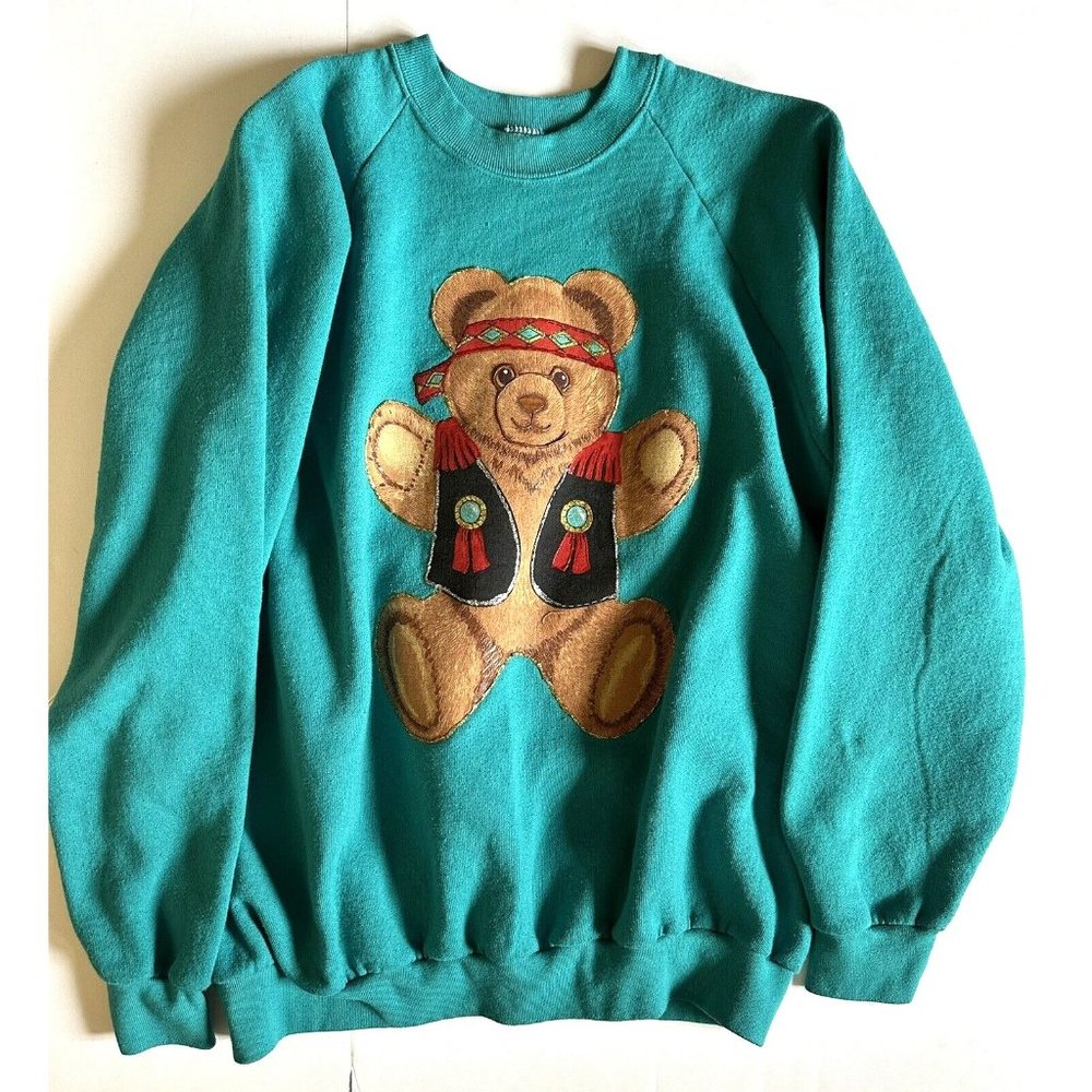 Vintage Jerzees Handmade Bear Crewneck Pullover sweatshirt, USA, Size XL